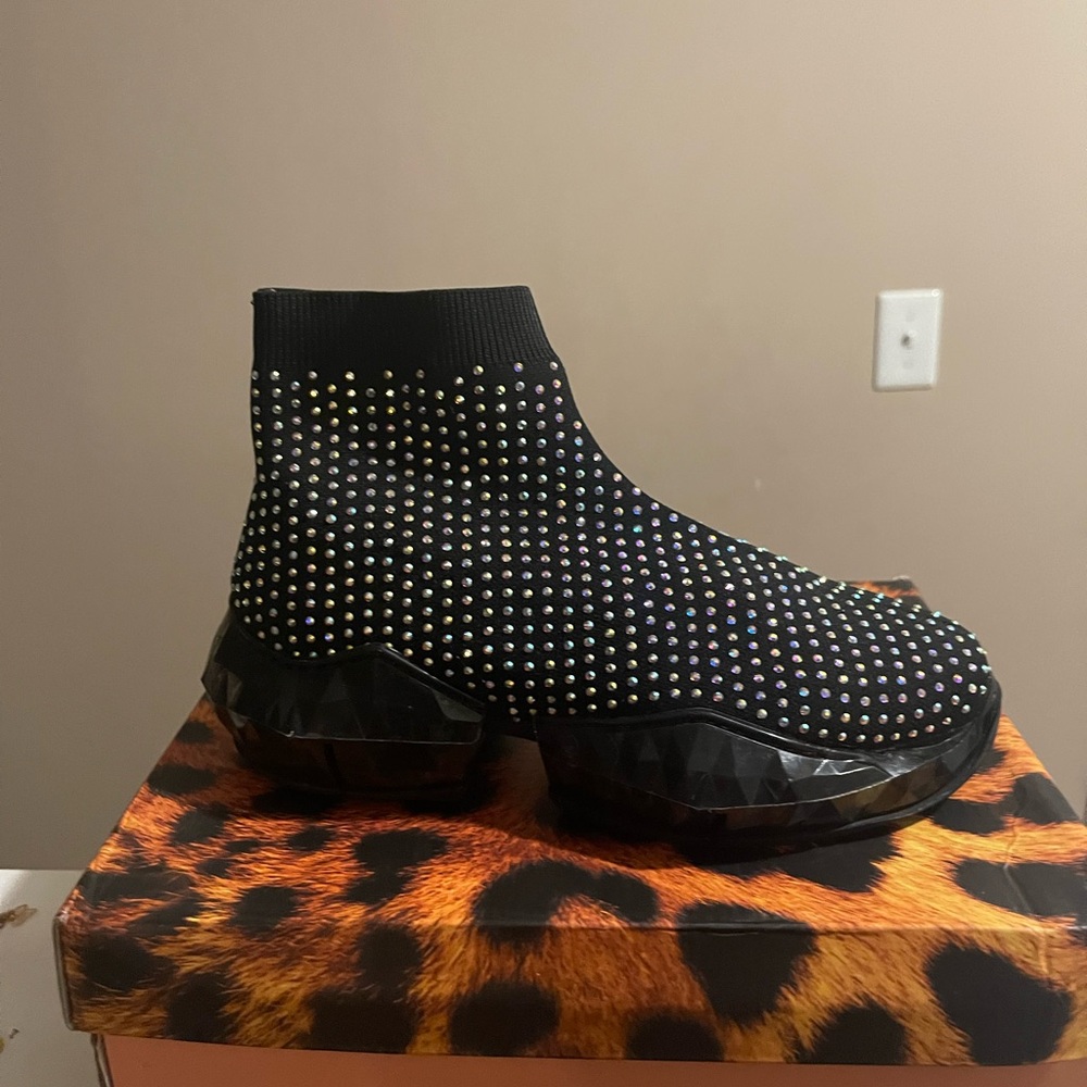 Black Studded Sock Sneakers